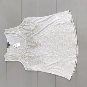 NWT Express Women's Grey & Silver Lace Front Tank Size Small S